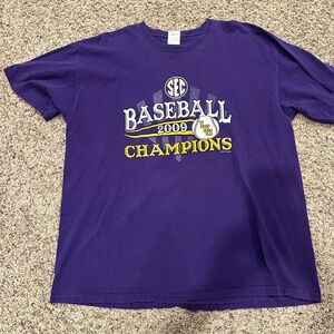 Gildan Purple Baseball SEC LSU Baseball 2009 Champions Tee